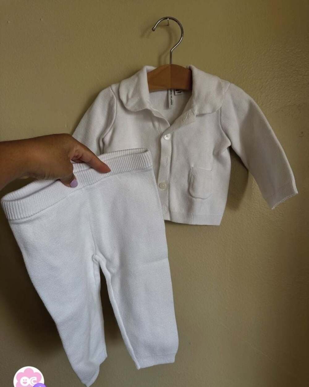 Janie and Jack White Knit Cardigan and Pants Set 6-12M